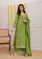 Ruchira A-line cotton embroidered suit (set of 3)