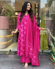Ajrak print, sequins work cotton kurti set - Eraya