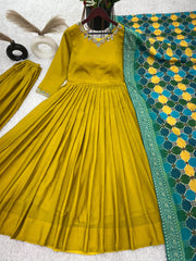 Designer wedding special flared chinon anarkali set - Eraya