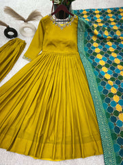 Designer wedding special flared chinon anarkali set - Eraya