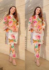 Floral White Kurta Pants Set - Eraya