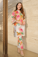 Floral White Kurta Pants Set - Eraya