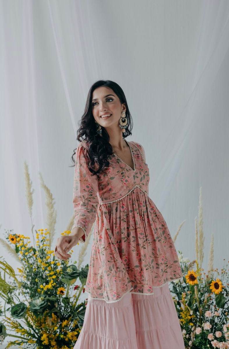 Floral printed nyla cotton sharara - Eraya