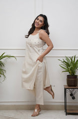 Mirror work cotton cut sleeves dori style co-ord set