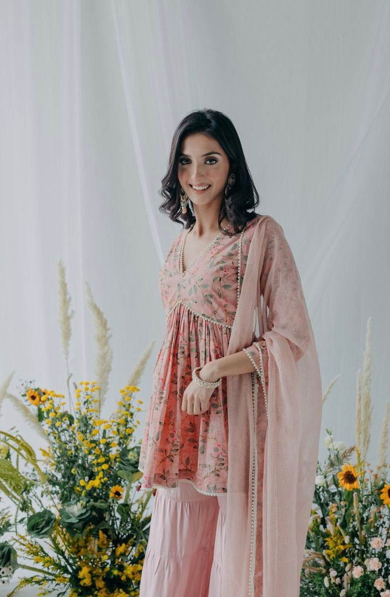 Floral printed nyla cotton sharara - Eraya
