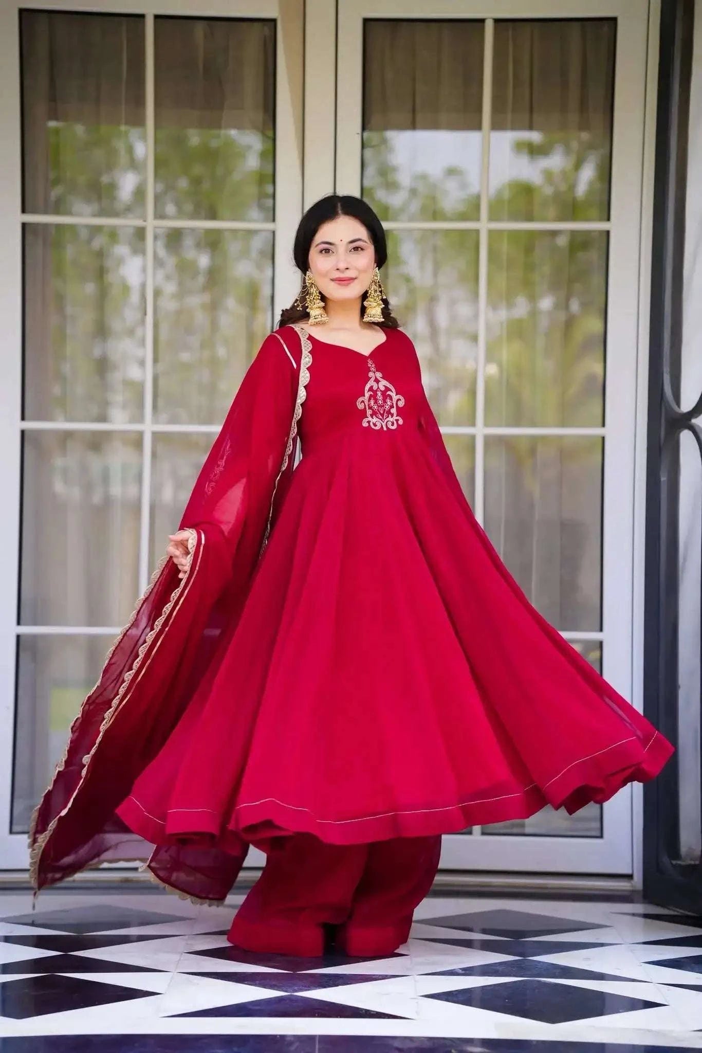 Shree-Rani georgette embroidered anarkali suit (set of 3)