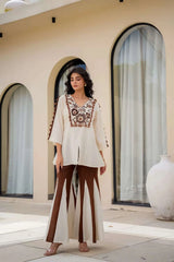 Cotton Co-ord Set with Embroidered Top and Palazzo Pants Eraya