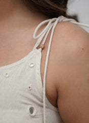 Mirror work cotton cut sleeves dori style co-ord set