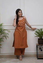 Beautiful mirror work pure cotton co-ord set