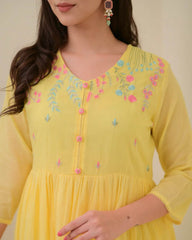 Pure mul cotton A-line three piece suit set - Eraya