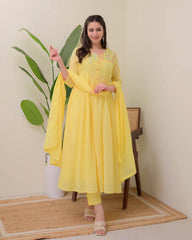 Pure mul cotton A-line three piece suit set - Eraya