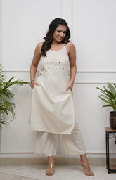 Mirror work cotton cut sleeves dori style co-ord set