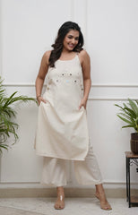 Mirror work cotton cut sleeves dori style co-ord set