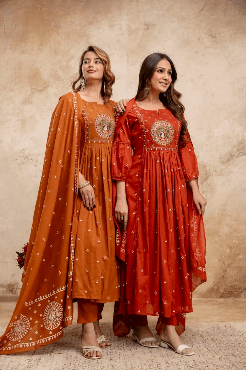 Designer anarkali kurta-pant and dupatta set