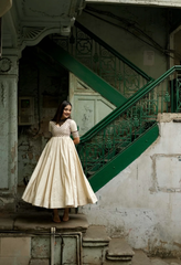 The off-white luckhnavi anarkali kurti (set of 2)