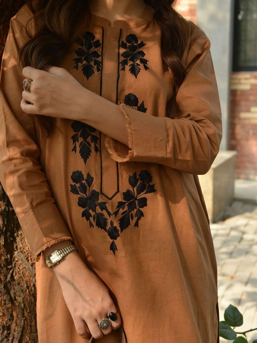 Caramel Noir Cotton Kurti Set