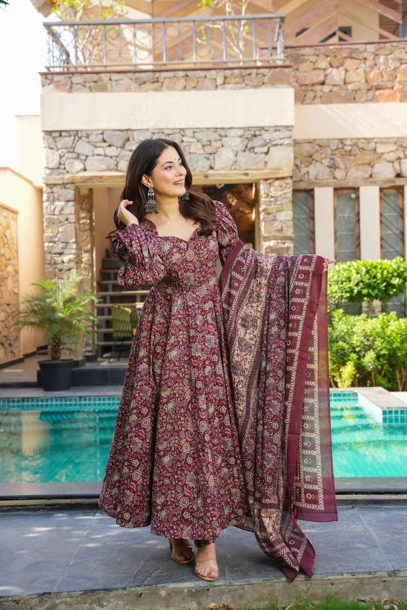 Vaidehi cotton anarkali suit (set of 3)