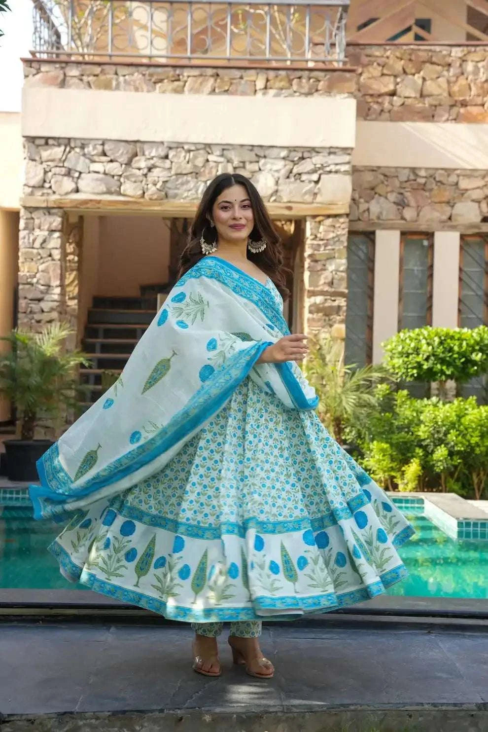 Fully flared jaipuri anarkali suit set