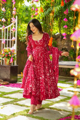 Ekaya beautiful cotton printed anarkali suit (set of 3)