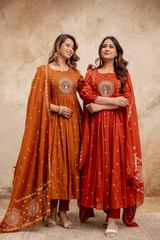 Designer anarkali kurta-pant and dupatta set