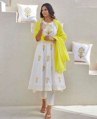 Designer round neck three piece kurti set - Eraya