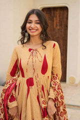 Royal anarkali cotton suit set with latkan dori work - Eraya