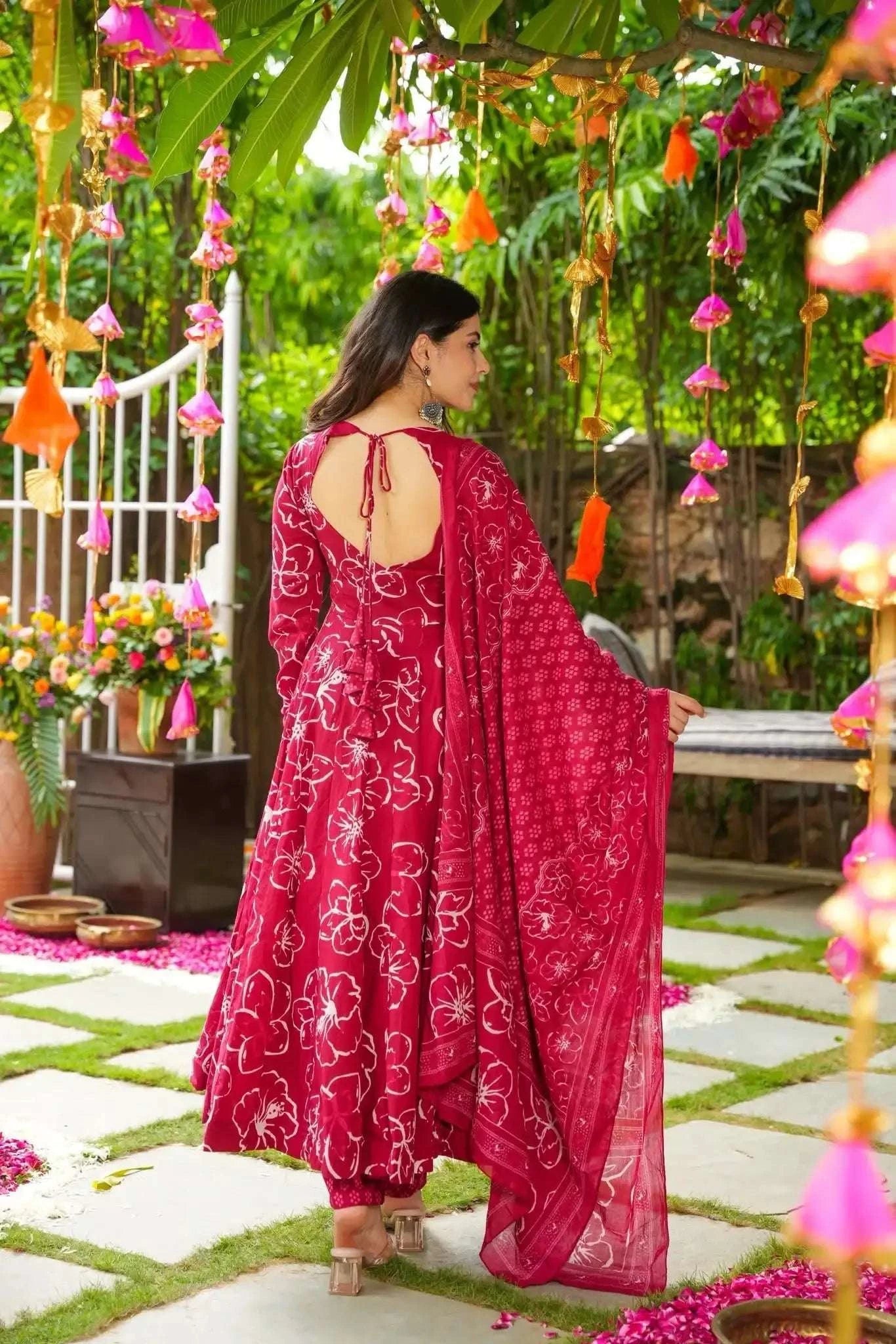 Ekaya beautiful cotton printed anarkali suit (set of 3)