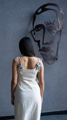 Cotton flex mirror and bead work kurta-pant set