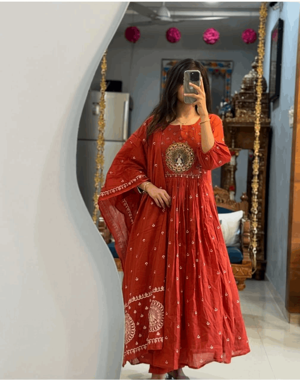 Designer anarkali kurta-pant and dupatta set