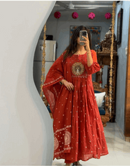 Designer anarkali kurta-pant and dupatta set