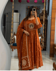 Designer anarkali kurta-pant and dupatta set