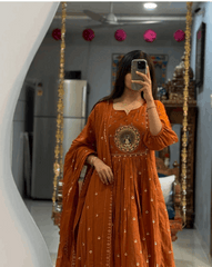 Designer anarkali kurta-pant and dupatta set