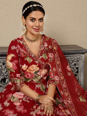 Laal angarkha anarkali kurti (set of 3)