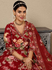 Laal angarkha anarkali kurti (set of 3)