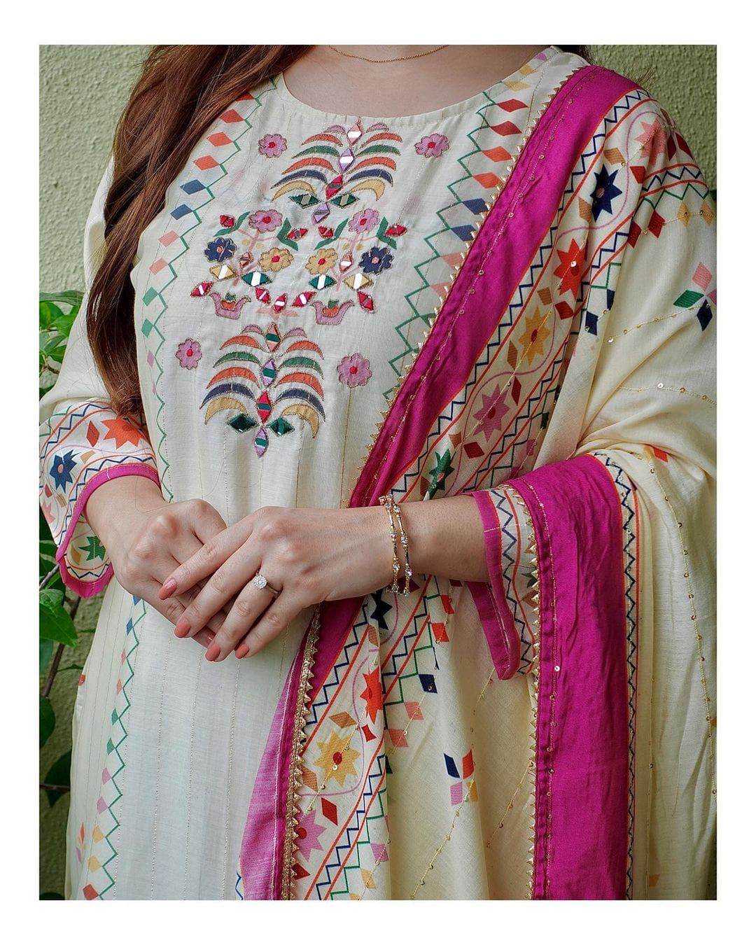 Classical print muslin kurti set - Eraya