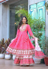 Graceful anarkali kurti with sharara and dupatta - Eraya