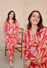 Red Floral Kurta Pants Suit Set - Eraya
