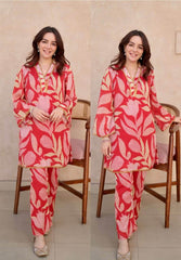 Red Floral Kurta Pants Suit Set - Eraya