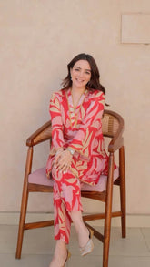 Red Floral Kurta Pants Suit Set - Eraya