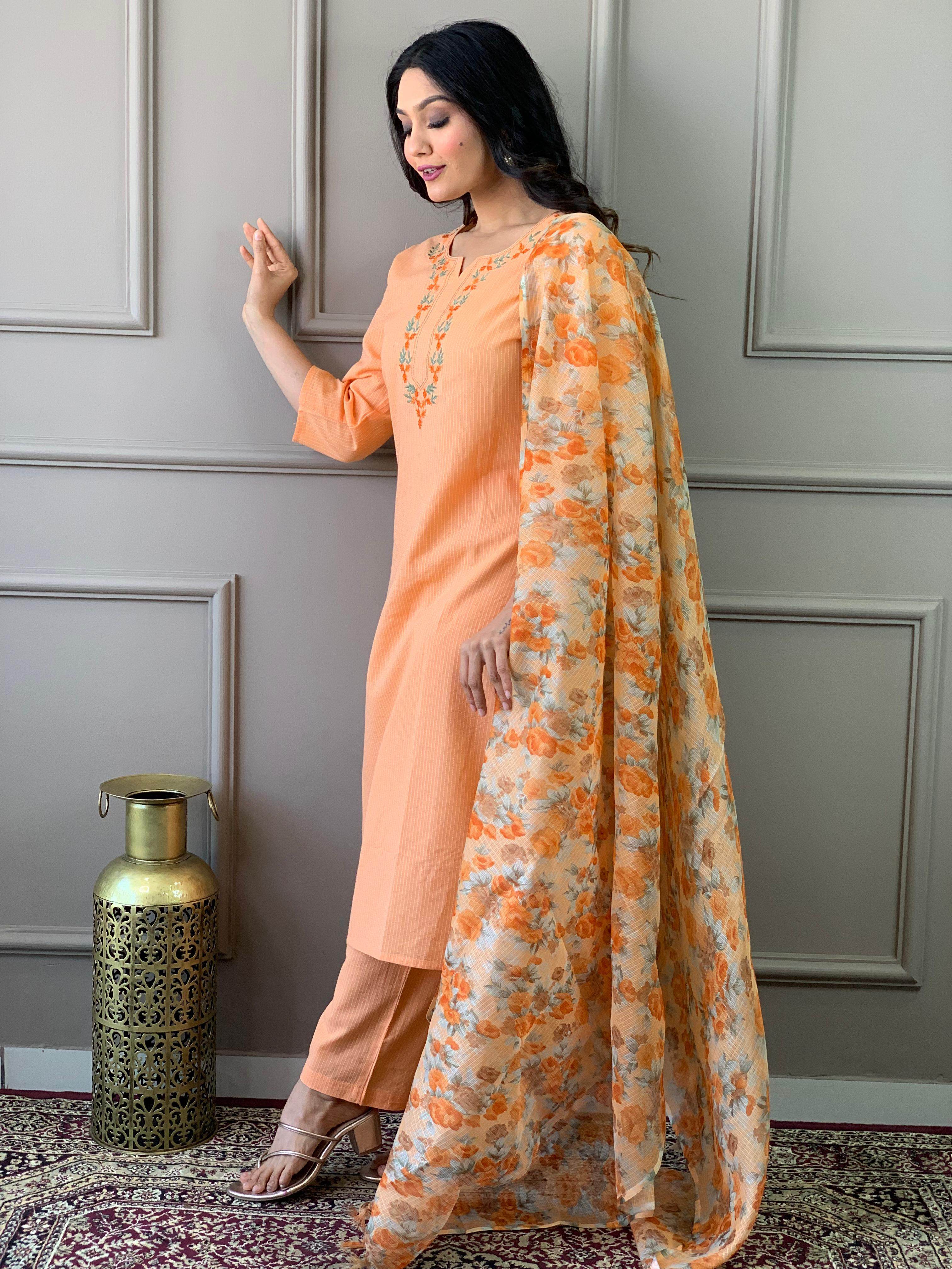 Beautiful handwoven kantha suit set - Eraya