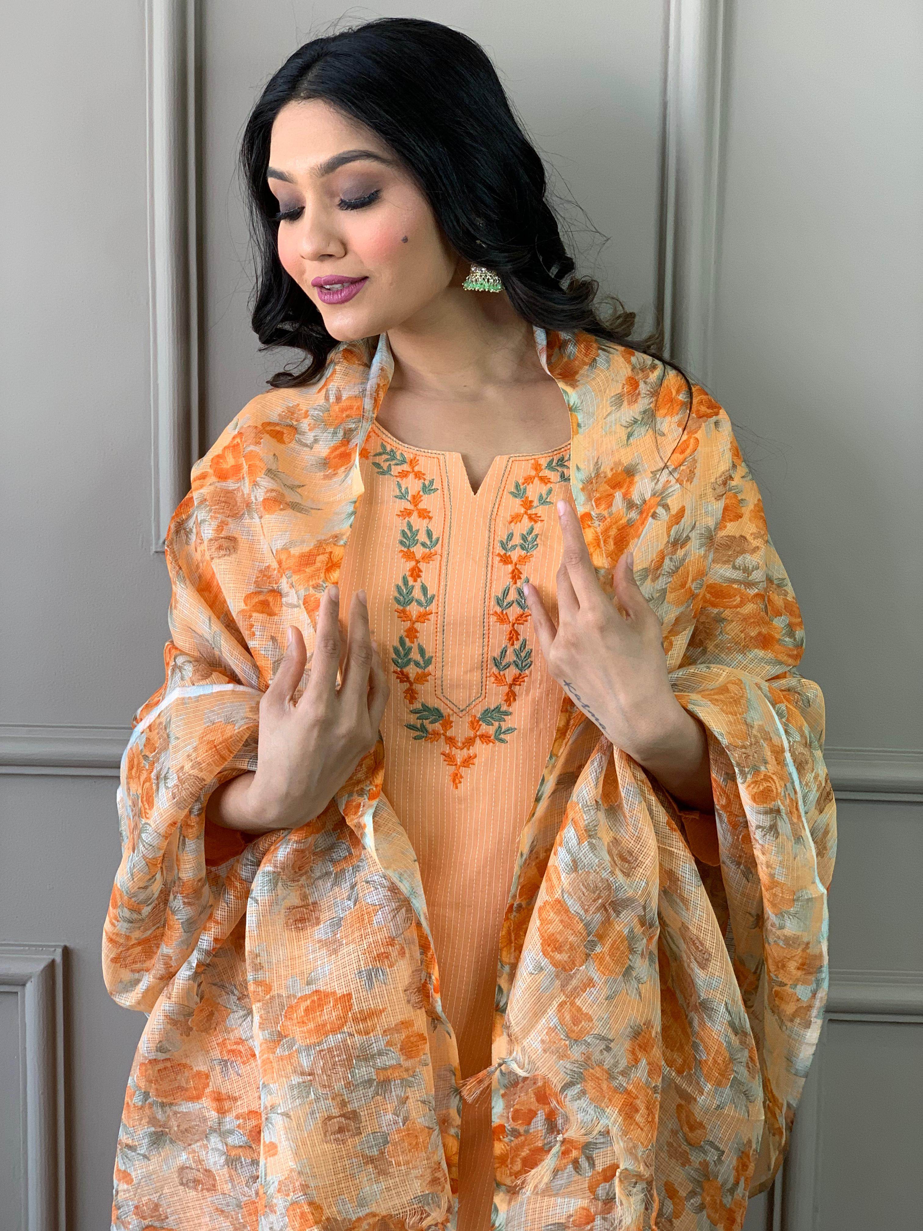 Beautiful handwoven kantha suit set - Eraya