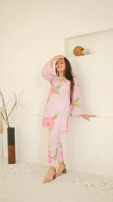 Pink orchid kurta pant set - Eraya