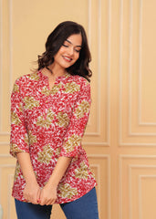 Rayon short kurti floral printed - Eraya