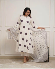 Pure fine cotton white kurti set - Eraya