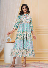 Printed rayon anarkali gown - Eraya