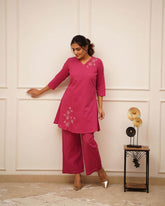 Classic pink cotton-dobby fabric co-ord set - Eraya