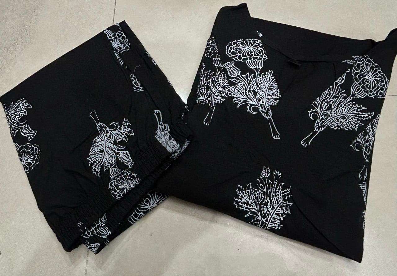 Premium pure-cotton exquisite print and lace work kurti-pant - Eraya