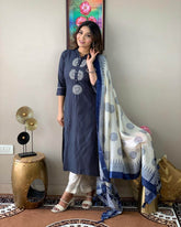 Top-notch handwoven cotton kantha suit set - Eraya