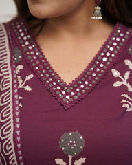 Pure fine cotton fabric kurti-plazo-dupatta set - Eraya