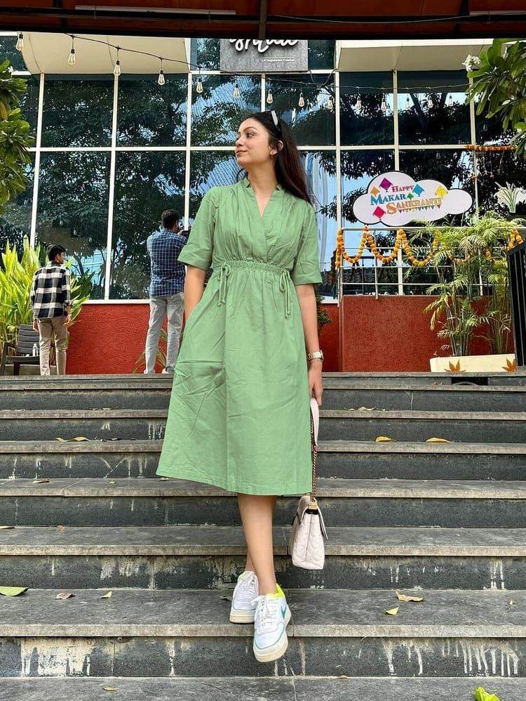Beautiful summer cotton-slub fabric midi-dress - Eraya